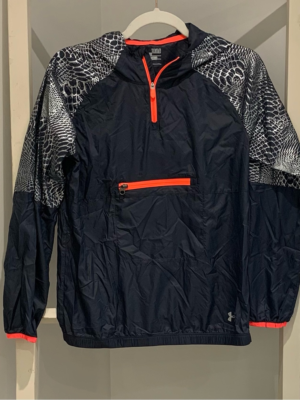 Under Armour Navy Jacket with Bright Orange Logo Detail